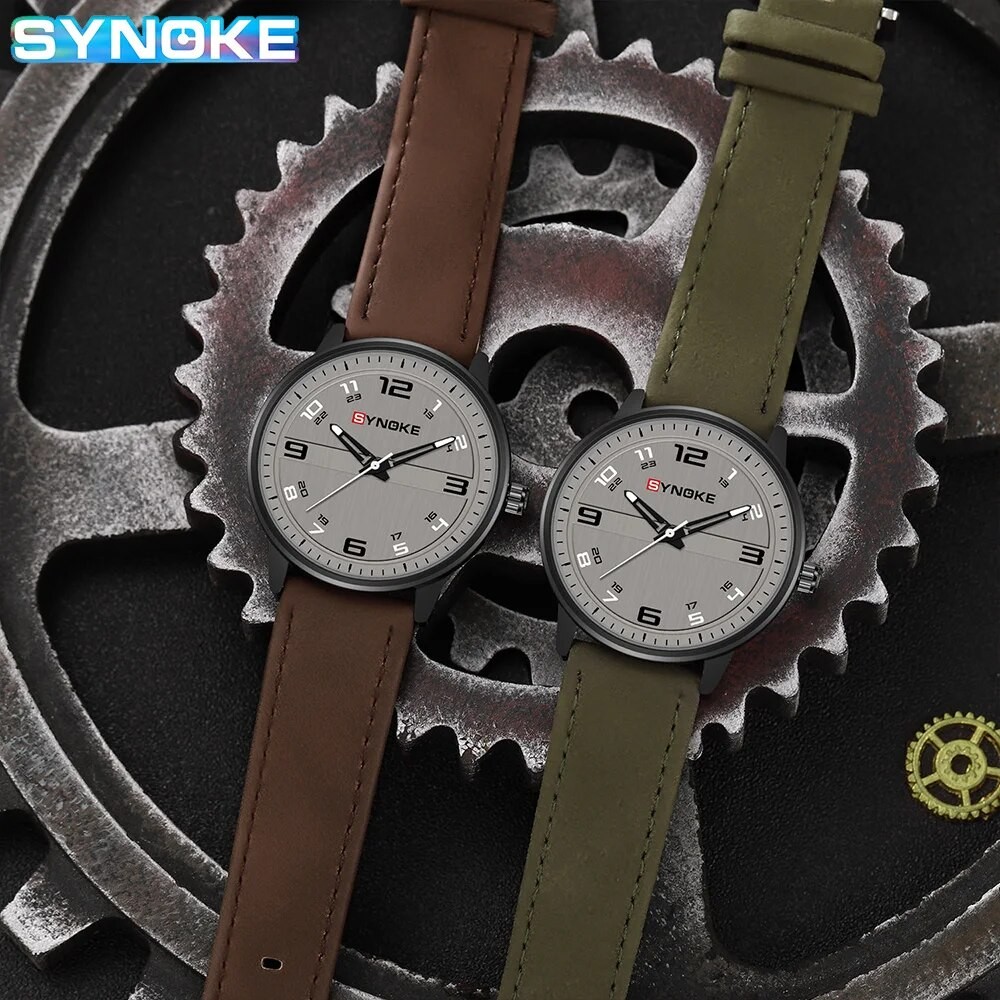 SYNOKE Men Quartz Watch Fashion Simple Business Belt Retro Watch For Men Watch Student Wristwatch