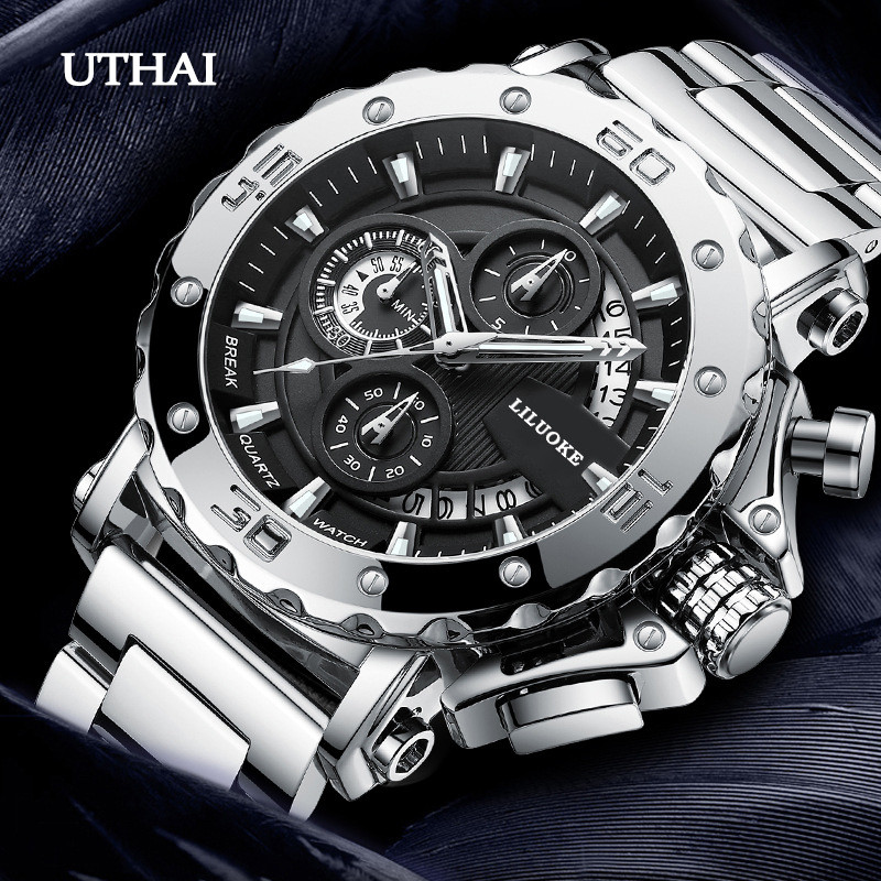 UTHAI CQ248 Men's Watch Metal Texture Glow Watch Waterproof High end Men's Leisure Fashion Quartz