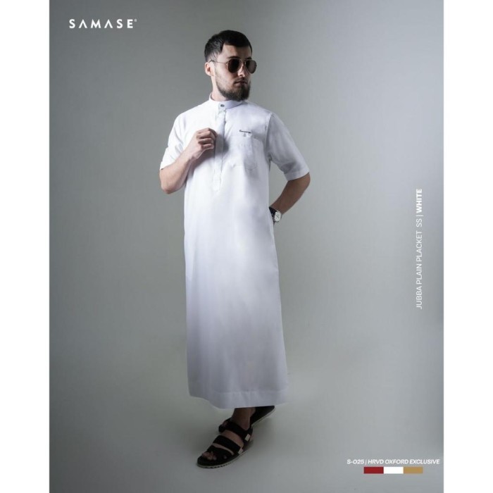 Terbaru Samase Jubba Jubah Plain Placket S025 Lengan Pendek Ghamis Pria Dewasa Samase Original