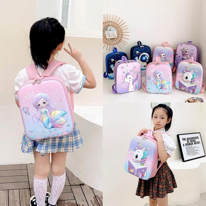 Ori - IMPORT Tas Sekolah Anak TK / PAUD Karakter Unicorn Putri Duyung Astronot Super Ringan Tas Rans