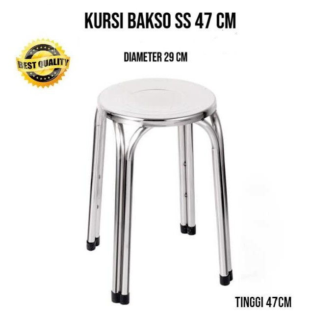 

New Kursi Bulat Stainless Steel Kursi Bakso Warung Kursi Anti Karat Kuat - 47 Cm Tebal