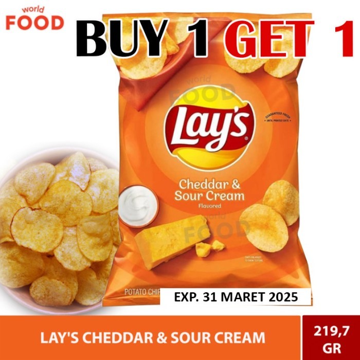 

LAY'S CHEDDAR & SOUR CREAM POTATO CHIPS ~* PROMO BUY 1 GET 1 FREE *~