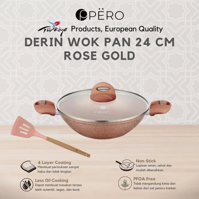 [Exclusive Raisahouse] Pero Derin Wok Pan 24 cm / Casserole 24cm with Lid Granite / Wajan Panci