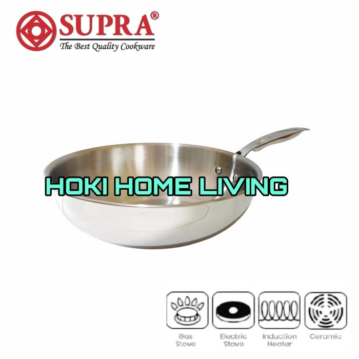 SUPRA Stir Wok Professional Pan Series 24cm 28cm 32cm Westerm Wok Stainless SUS304 Impact Bottom