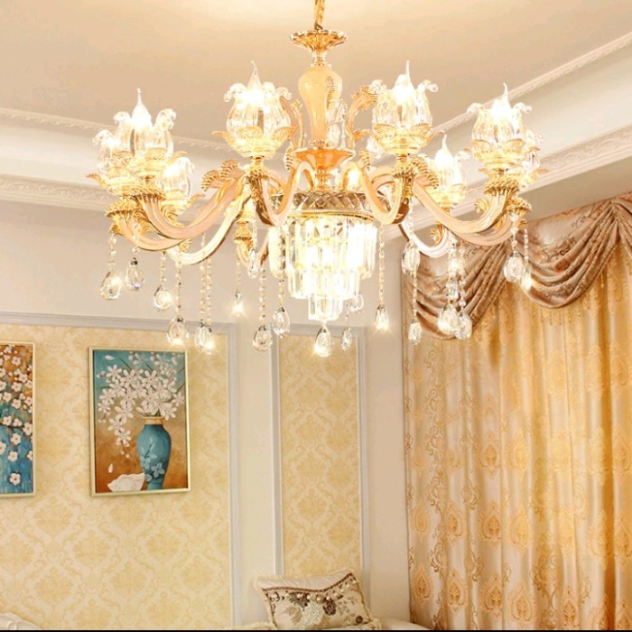 Lampu gantung hias kristal klasik mewah modern 3 cahaya