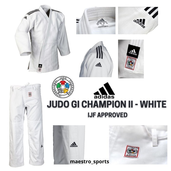 Diskon... Adidas Judo Gi Champion Ii - Ijf Approved - White (150 - 160)