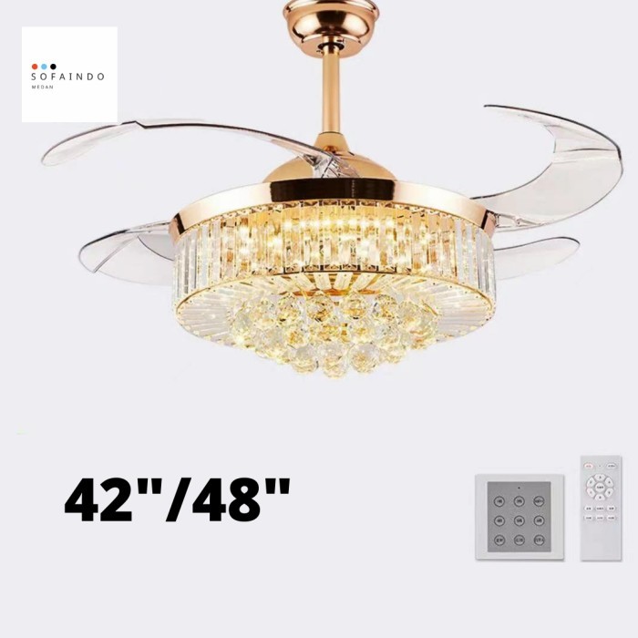 Lampu kristal gantung dengan kipas angin lampu hias gantung plafon
