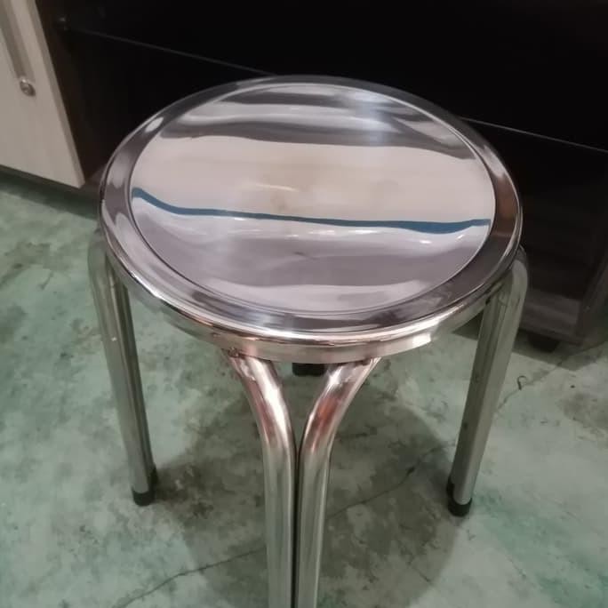 

New Bangku Bulat Stainless Steel Kursi Bakso Warung Kursi Anti Karat Kuat - 47 Cm Tebal