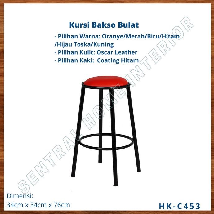 

New Kursi Bangku Bakso Bulat - Kaki Coating Hitam | Hk-C453