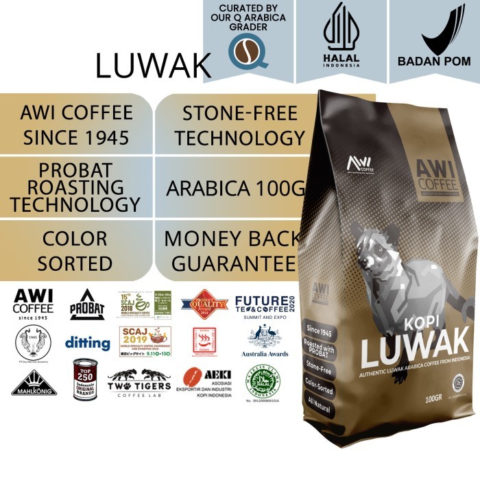 

Awi Coffee Kopi Luwak Arabica 100GrCivet CoffeeRoastedSpecialty