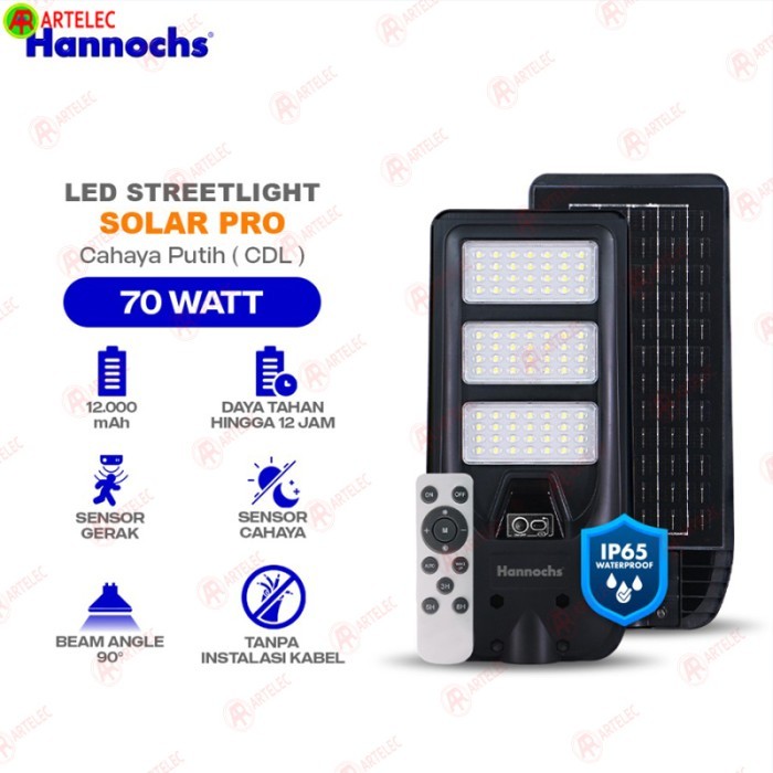 Lampu jalan PJU solar cell all in one Hannochs LED Street light Pro 70w 120w solar cell PJU