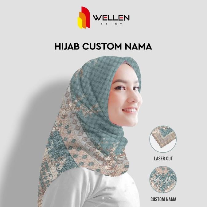 Promo Cetak Hijab Scarf Voal Ultrafine Premium / Jilbab Custom Nama Logo