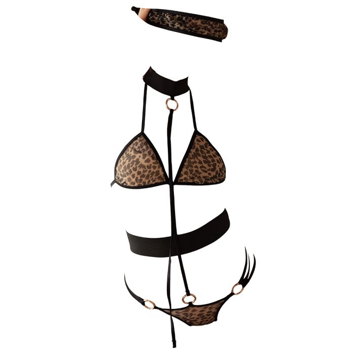 L1254 Lingerie Baju Tidur Haram Teddy Leopard Macan Tutul Sexy Seksi