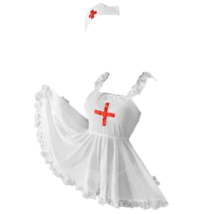 L0733 Lingerie Kostum Nurse Suster Perawat Dokter Putih Sexy Seksi