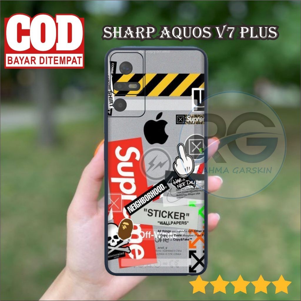 

Terlaris Sharp Aquos V7 Plus Garskin Stiker Custom Case Laminasi Tebal COD