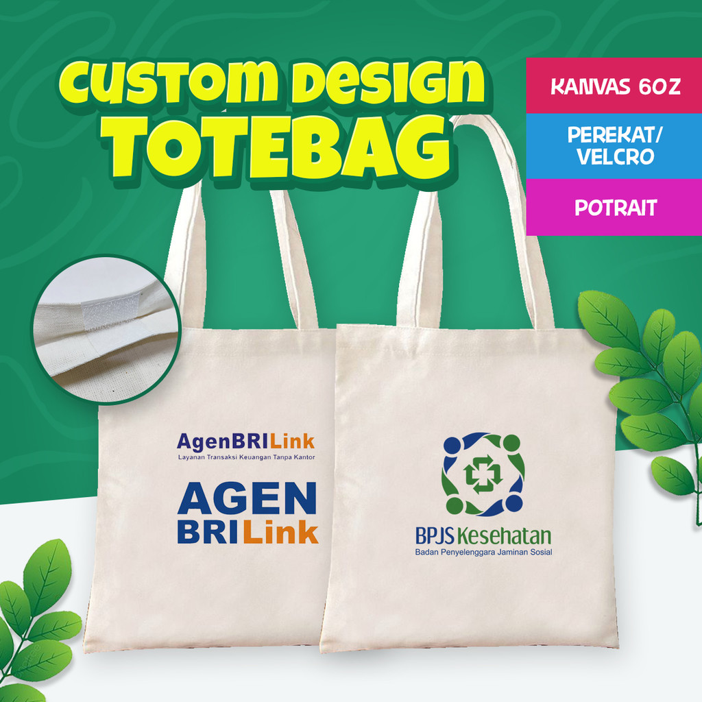 Tas totebag KANVAS 6oz Custom Gambar Sublim Warna Putih Tulang - Harga Murah