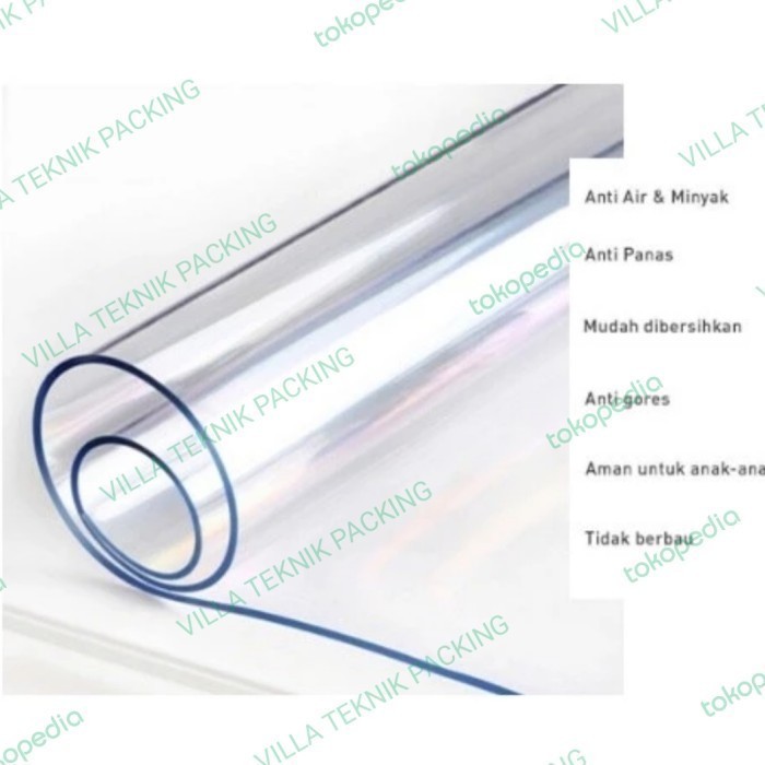 READY PLASTIK TAPLAK MEJA ( ALAS MEJA PVC TRANSPARAN) 0,5MM X 120CM X 50CM