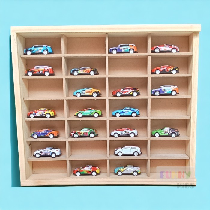 RAK HOTWHEELS KAYU - RAK MOBIL MAINAN - RAK HOTWHEELS DENGAN TUTUP