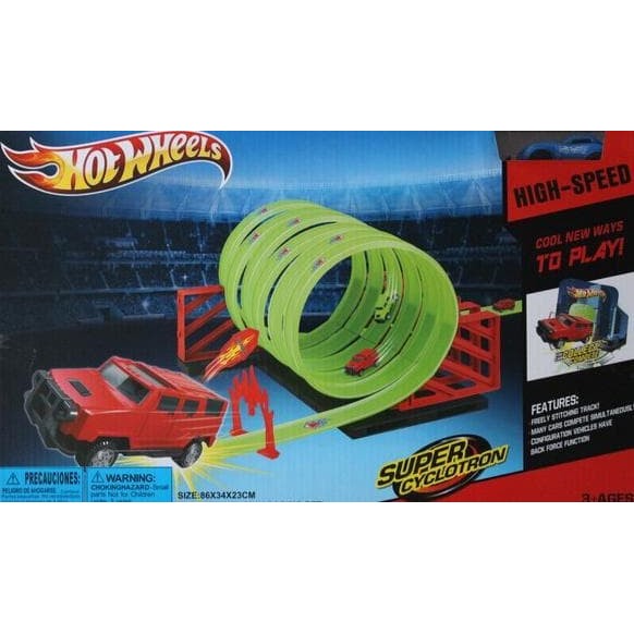 HOT WHEELS SUPER CYCLOTRON 6 LOOP 360 DEGREE TRACK SET KW FREE CAR