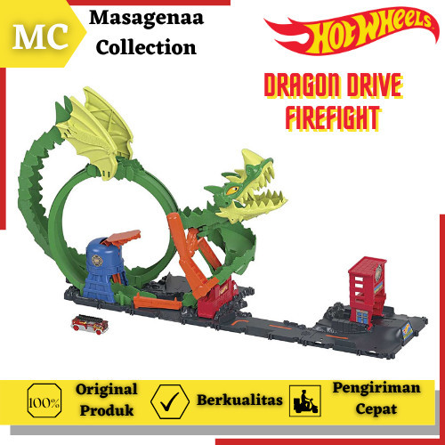 MAINAN TREK HOT WHEELS TRACK CITY DRAGON DRIVE NAGA ATTACK KADO ANAK