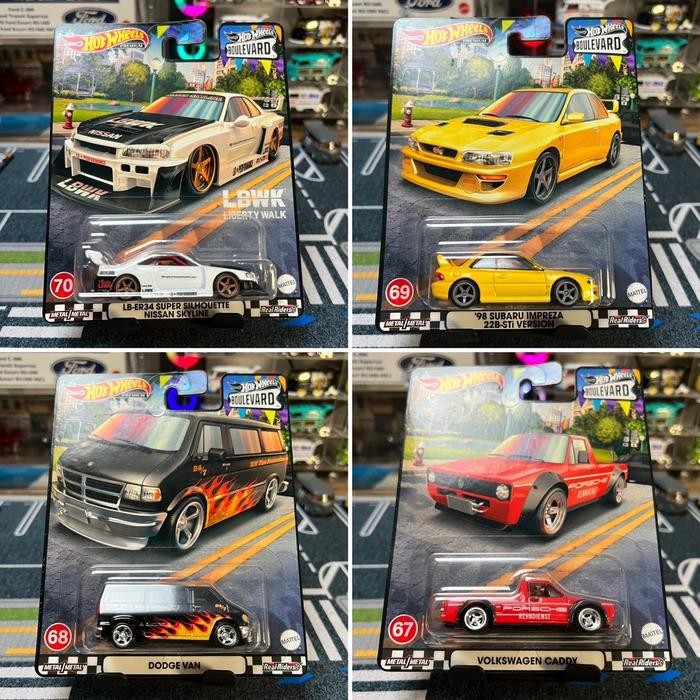 HOT WHEELS BOULEVARD SKYLINE ER34 LBWK SUBARU IMPREZA VW CADDY DODGE VAN DIECAST MAINAN ANA