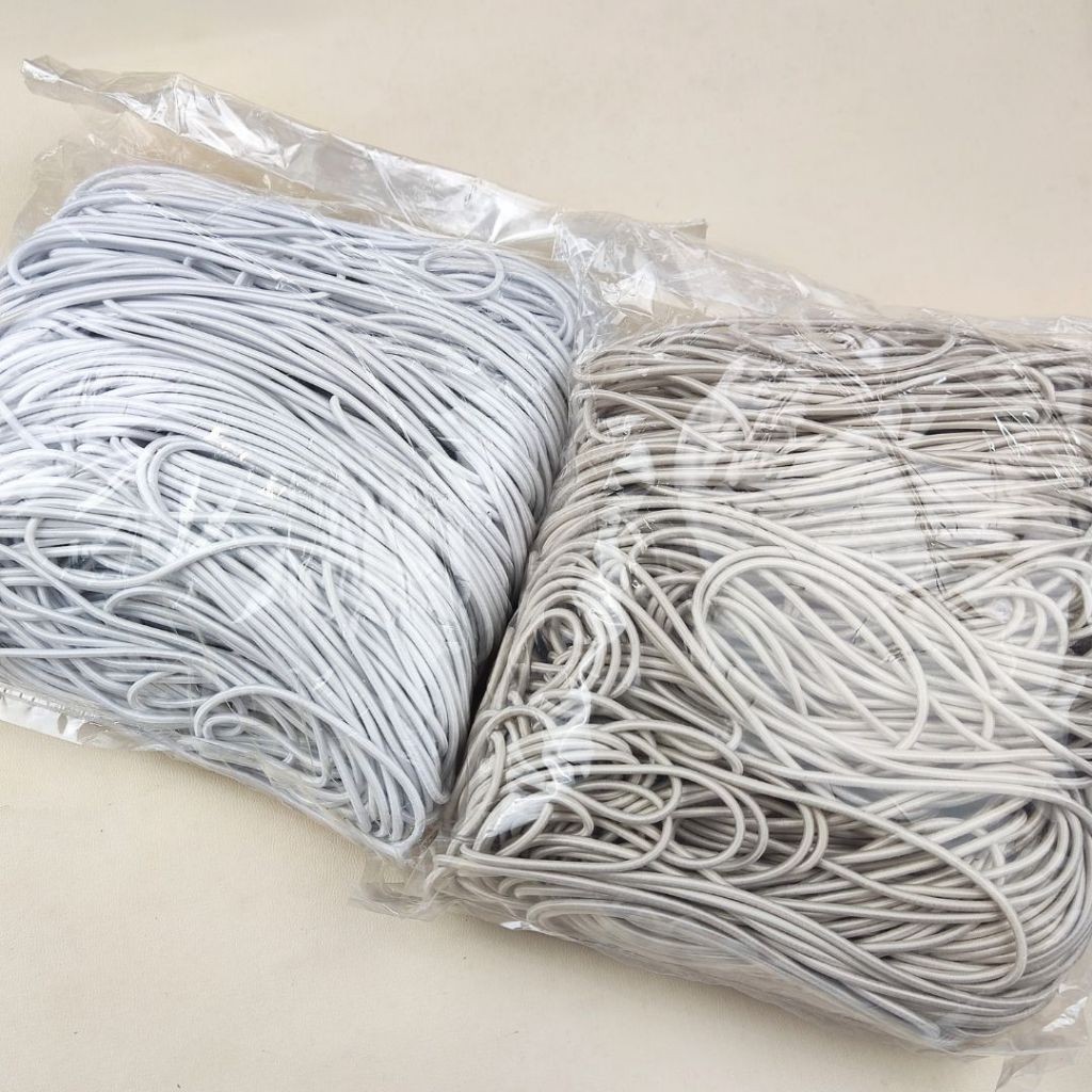 VITA_ Elastic String Cord YKK / Karet Bulat Lebar 2mm Warna Khaki Putih isi 100 Meter