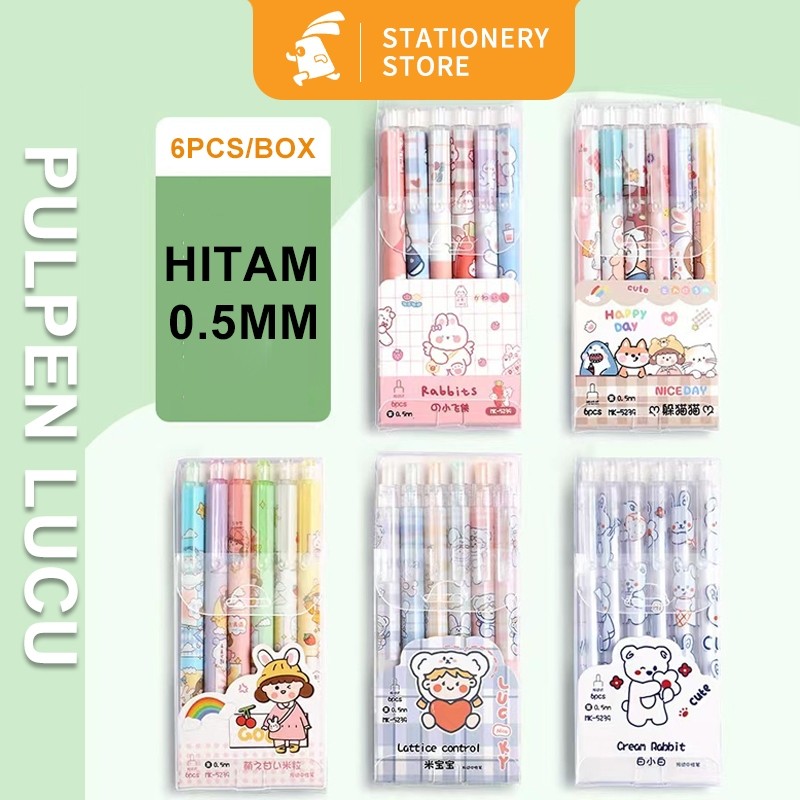 

Promo (6Pcs) Set Pen Gel Mekanik 0.5Mm Motif Cartoon/Pulpen Gel Mekanik Lucu/Pulpen Aesthetic Diskon