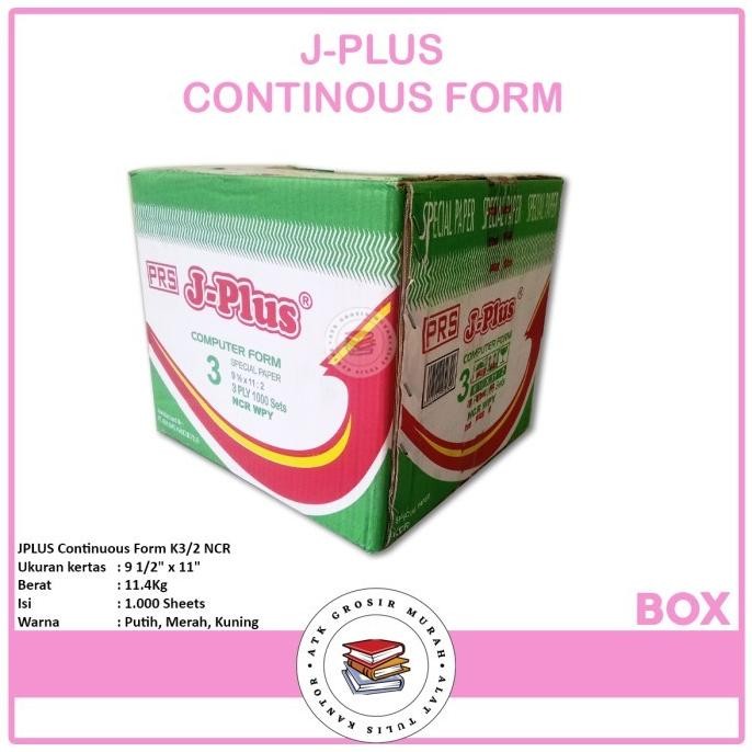 

Continous Form 91/2 x 11 3 Ply/2 ( K3/2 Jplus ) NCR / Kertas Komputer