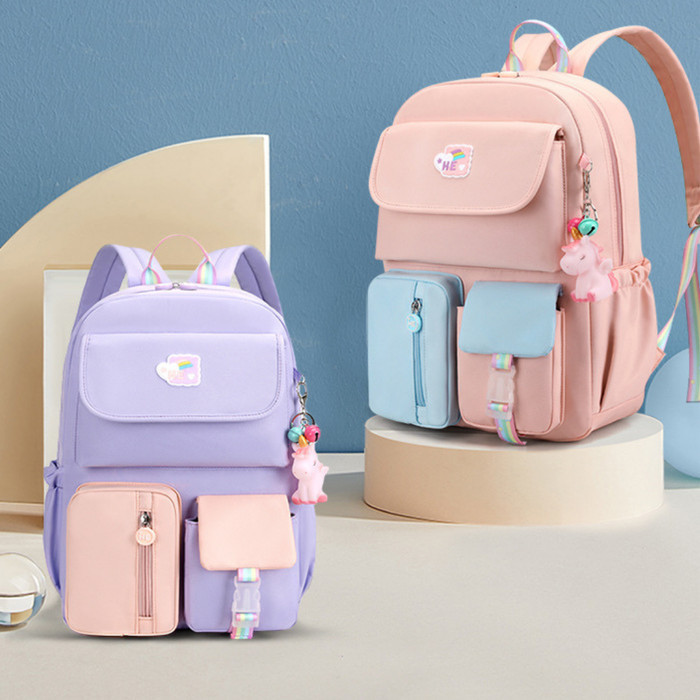 TAS SEKOLAH ANAK SD/SMP/SMA CEWEK WARNA SOFT PASTEL CANTIK WATERPROOF
