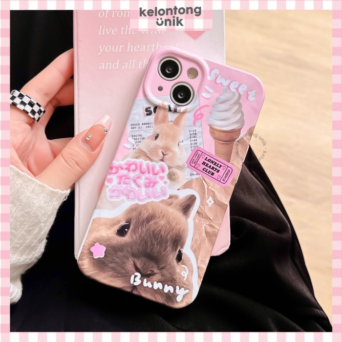TERLARIS TERLARIS TERLARIS SWEET PINK BUNNY WRINKLE CASE - HARDCASE/ CASING HP FOR IPHONE 11 12 13