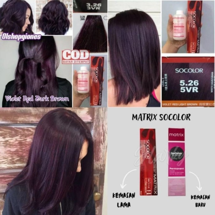 TERLARIS TERLARIS CAT RAMBUT MATRIX SOCOLOR 3.26 / 5.26 VIOLET DARK BROWN + OXYDANT CAMPURAN UNGU