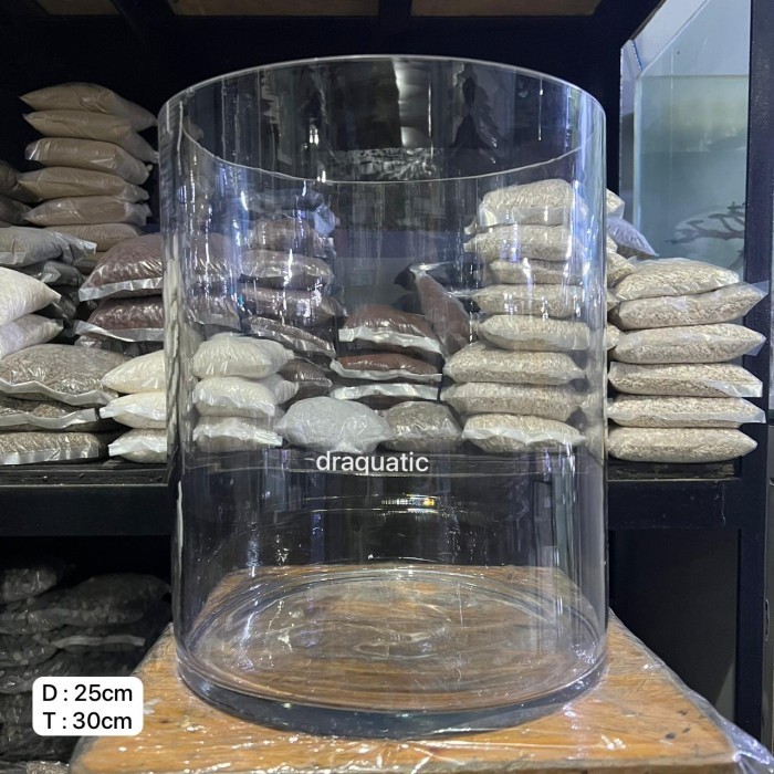 AQUARIUM SILINDER BESAR BULAT AQUASCAPE PALUDARIUM KACA