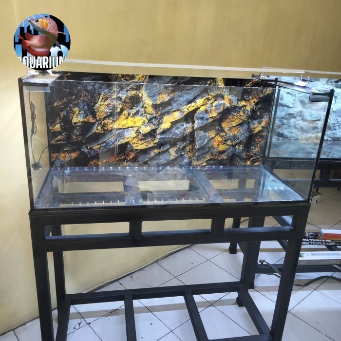 Terlaris Aquarium 100x40x40 + Rak Besi