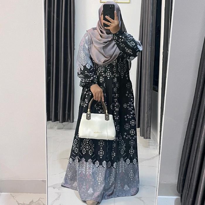 Ameera Gamis Silk Premium Bahan Maxmara Luxury + Gamis Simple Mewah Elegant