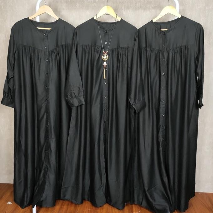 Gamis Hitam Super Jumbo Ld 130 Cm Model Polos Kekinian Best Seller