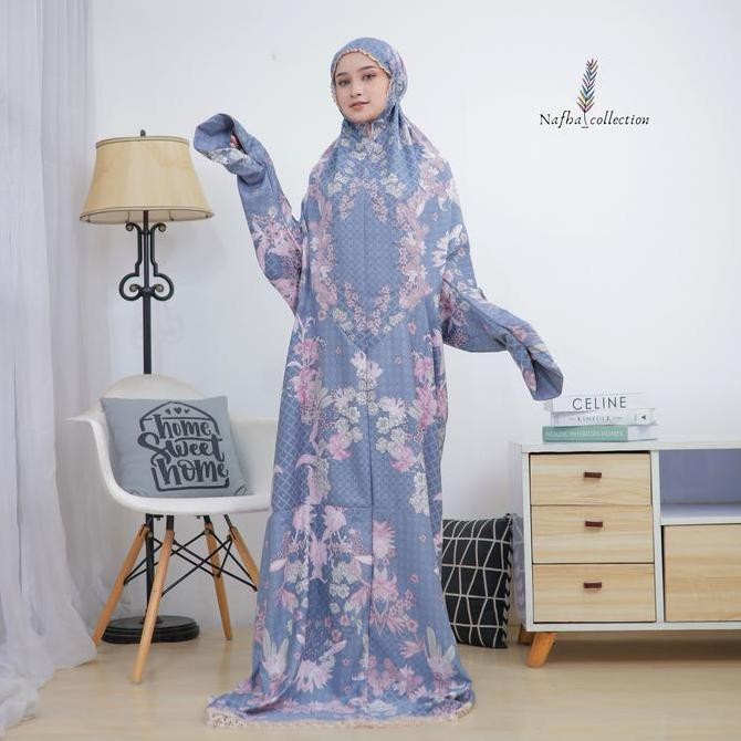 Spesial Nafha - Free Tas Mukena Terusan Dewasa Sutra Silky Mayya Series Motif Traveling Wanita Musli