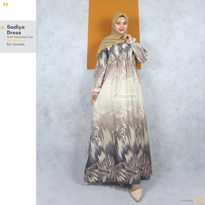Nounes Sadiya Dress Gamis Pesta Syari Wanita Maxmara Lux Motif