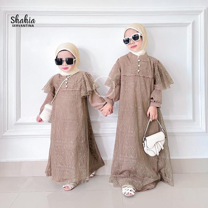 Shahia Servantina - Safeya Dress Tille Anak Perempuan Couple Mom & Kids Baju Muslim Gamis