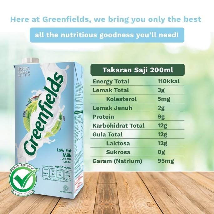 

PROMO / [Triplepack] Susu Greenfields UHT Low Fat 1L x 3 pcs NON COD