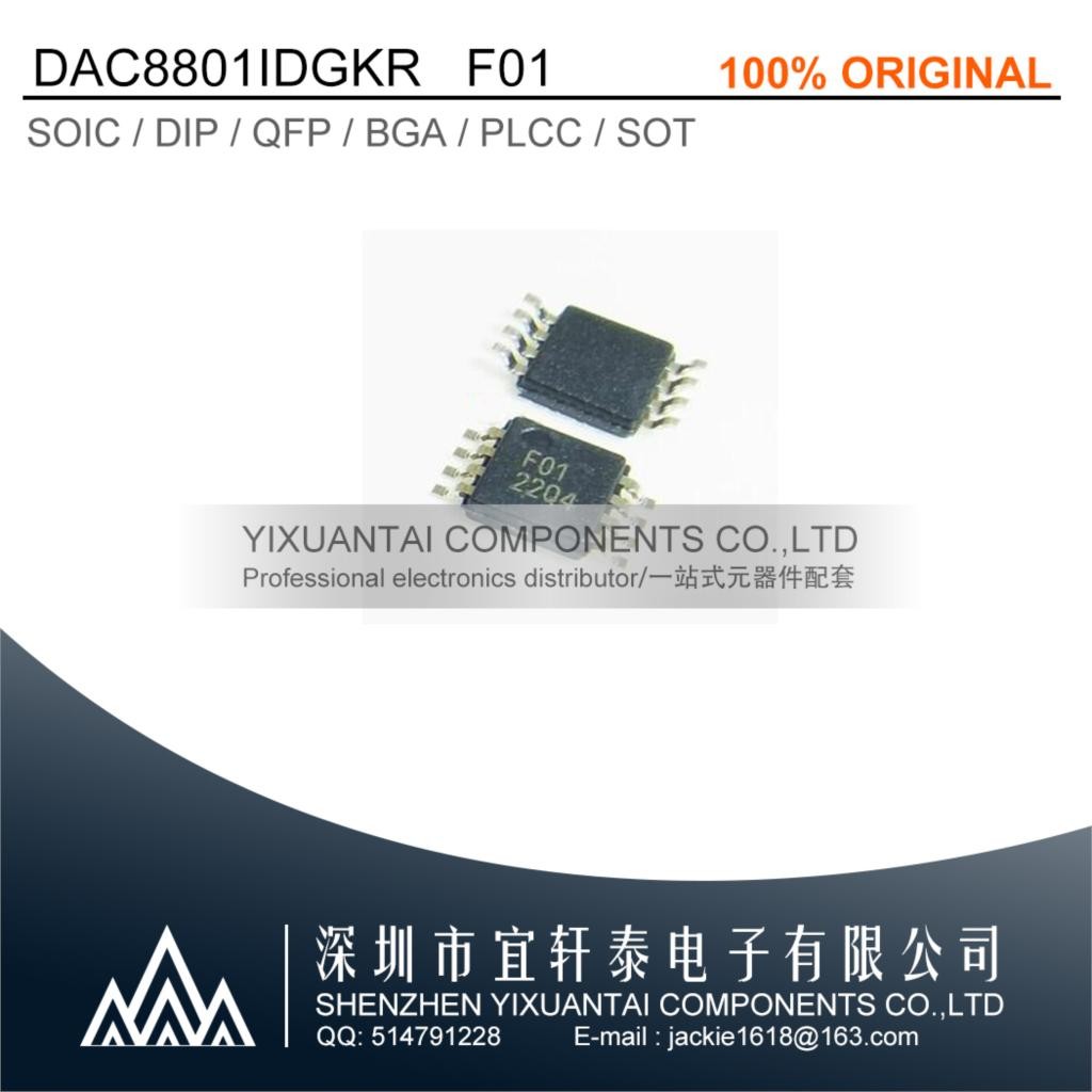 ZOKUES 1pcs/lot DAC8801IDGKR  DAC8801IDGK  DAC8801 Marking:F01 IC DAC 14BIT A-OUT 8VSSOP  New Origin