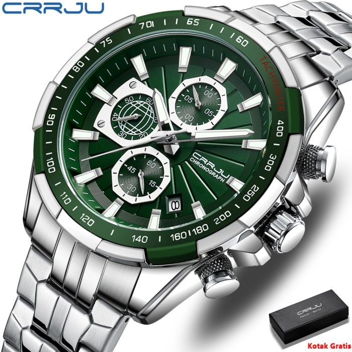 Crrju Jam Tangan Pria Original Anti Air Bercahaya Kronograf Olahraga #Gratisongkir #Sale #Discount