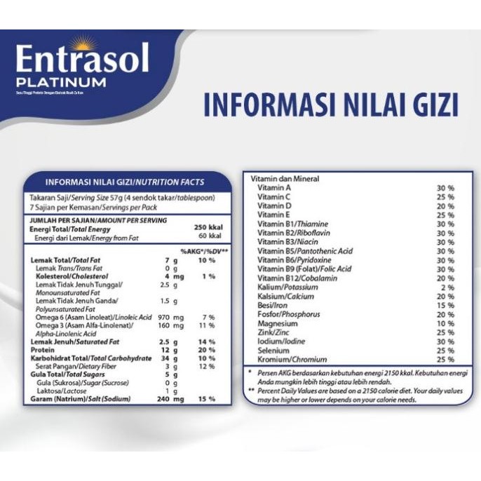 

ENTRASOL PLATINUM SUSU TINGGI KALSIUM UNTUK DEWASA DAN LANSIA 400GR FS