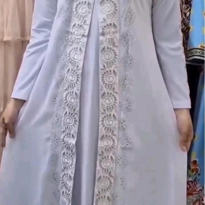 Terlaris Abaya Turkey Khusus Putih Bordir Kipas Gamis Muslim Wanita Turki Mewah Lembut Terlaris
