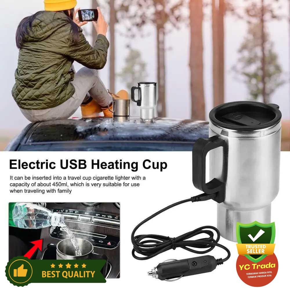 Thermos Gelas Mug Pemanas Air Elektrik Colok Mobil Travel Mug Portable 450ml - Gelas Insulasi