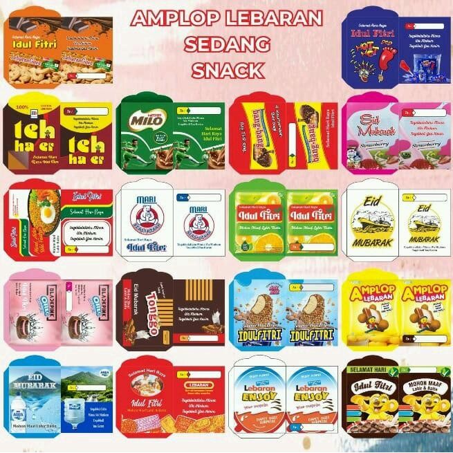 

New! Amplop paper Lebaran Idul Fitri Motif Lucu Kartun Karakter / motif Snack 1 pack isi 100 dan isi 50 - motif Karakter COD - SNACK ISI 100 LEMBAR MIX Idul Fitri