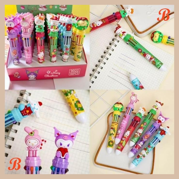 

| KK | SANRIO 10 COLORS PEN BALLPOINT 10 WARNA CHRISMAS KUROMI MELODY