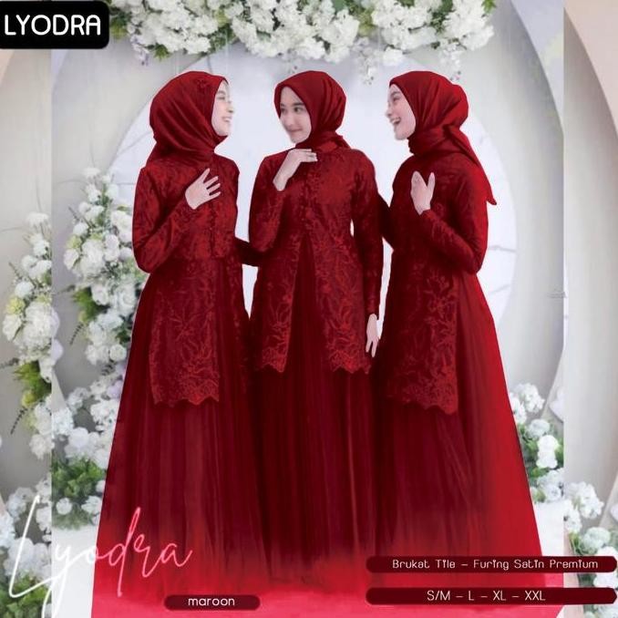 Parling Laris! Gamis Georgina Bahan Brukat Kombinasi Maxmara Kancing Busui Fashion Kekinian  Muslim 