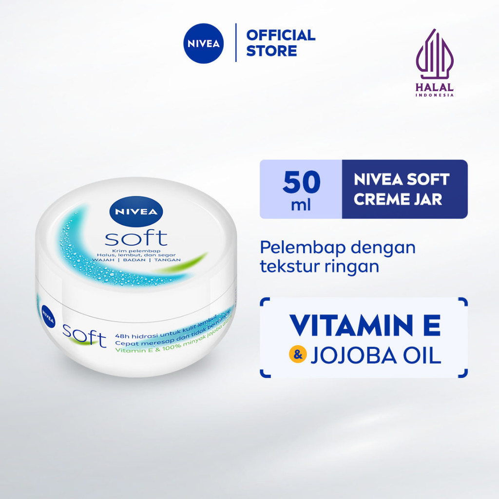 NIVEA Cream Moisturizer Soft Creme Jar 50ml - Hand body krim cream lotion mositurizer multifungsi ja