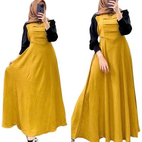 Adera Gamis Crinkle Kombinasi Model Fashion Muslim Dress Bisa Cod Bayar Ditempat Nyaman Dipakai Size