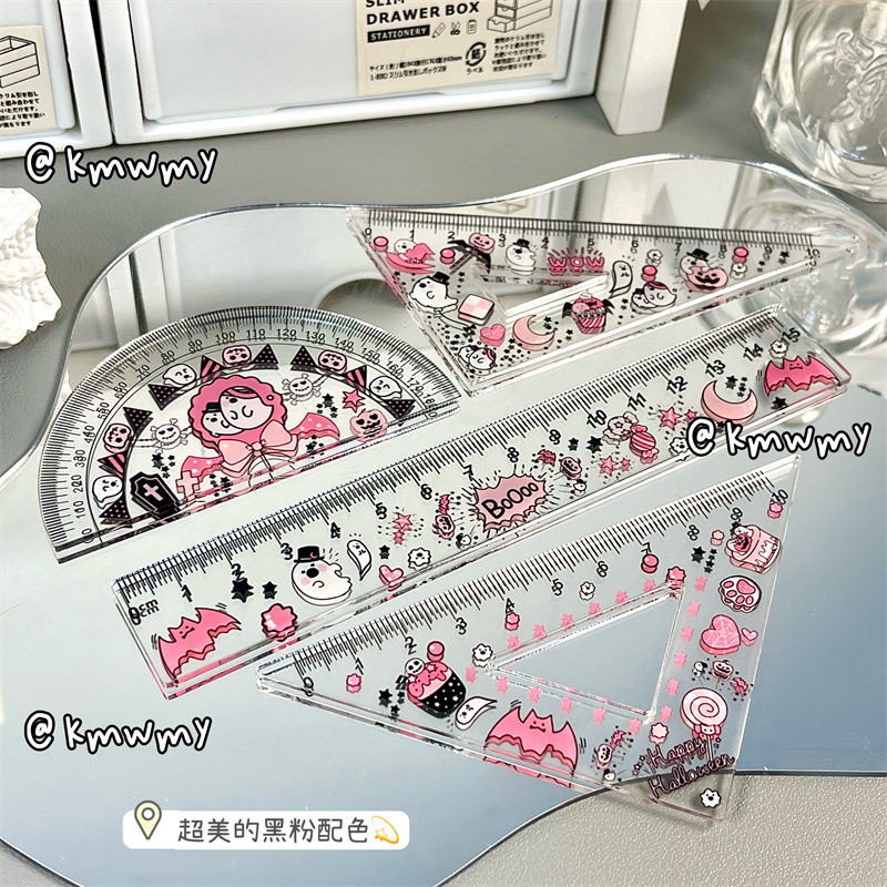 

Cute Little Ghost Ruler Set Transparent Acrylic Measuring Four-Piece Set